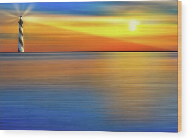 North Carolina Wood Print featuring the digital art Hatteras the King of Lighthouses AP by Dan Carmichael