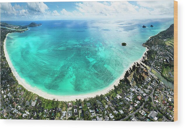 Lanikai Beach Wood Print featuring the photograph Kailua - Lanikai overview by Sean Davey