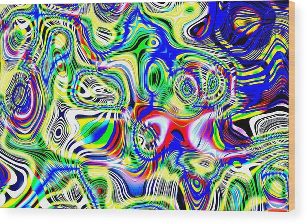 Abstract Art Wood Print featuring the digital art Se hizo quimera frente a la llamarada. Acid Fires 2014 6445FFA2CE85 by Claudio Boyd