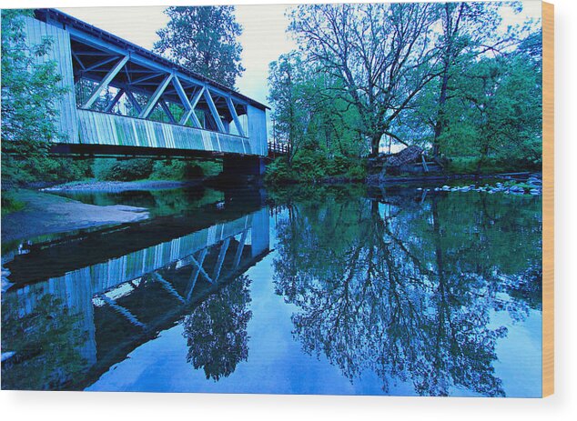Covered Bridge Wood Print featuring the photograph Water Under The Bridge by Sean Sarsfield