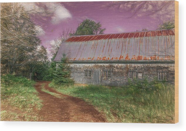 Barn Wood Print featuring the photograph Down the Lane to the Barn by Marcy Wielfaert