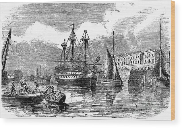 Engraving Wood Print featuring the drawing Plymouth, 19th Century by Print Collector