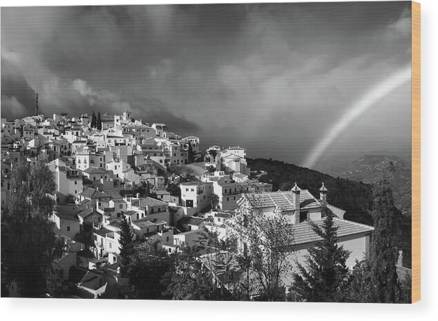 Comares Wood Print featuring the photograph Black and white town by Gary Browne