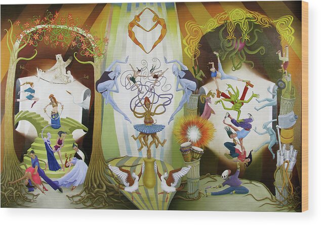 Dance Wood Print featuring the painting Dance, Dance, Dance by Hone Williams