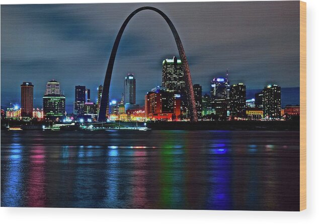 St Wood Print featuring the photograph Dark Night in St Louie by Frozen in Time Fine Art Photography