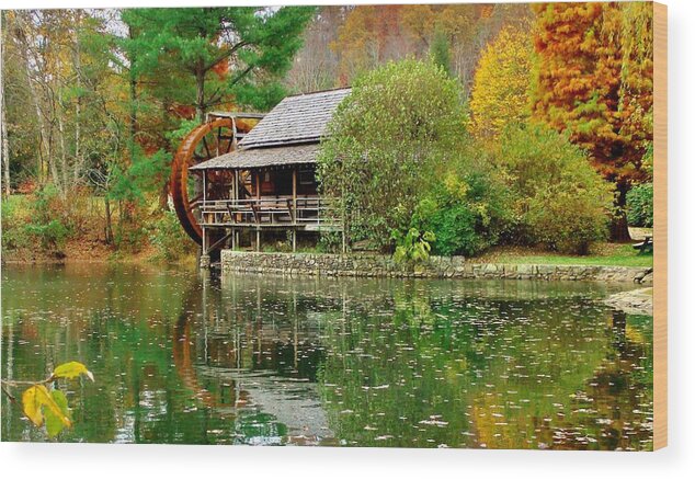 Fall Wood Print featuring the photograph Autumn's Reflection by Hominy Valley Photography