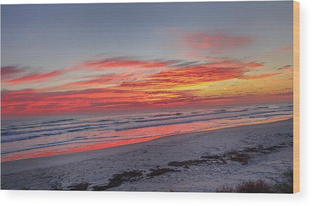 Sunrise Wood Print featuring the photograph Beach #1 by Dennis Dugan