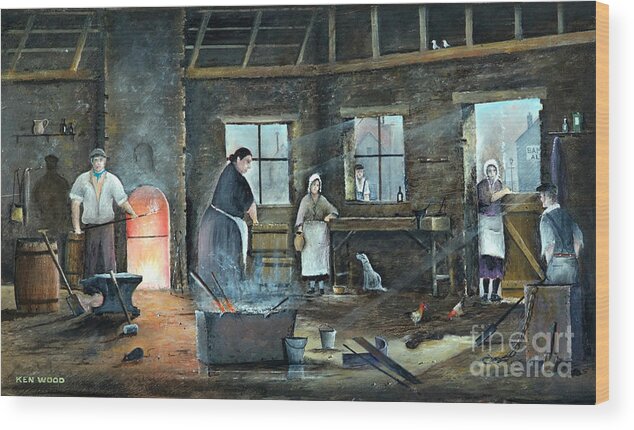 England Wood Print featuring the painting Black Country Life - England by Ken Wood