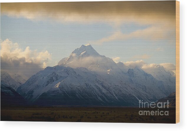 Aspiring Wood Print featuring the photograph Mount Cook New Zeland #1 by THP Creative