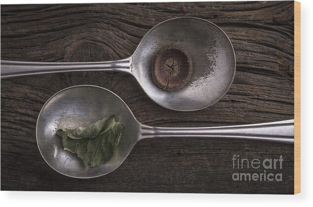 Studio Wood Print featuring the photograph Silver Spoons #2 by Edward Fielding