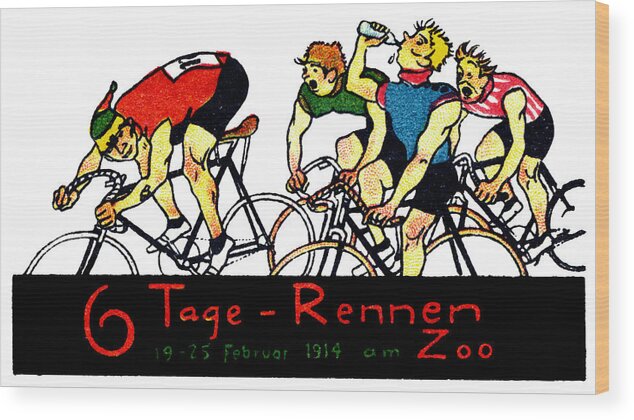  Wood Print featuring the painting 1914 Bicycle Race Poster by Historic Image