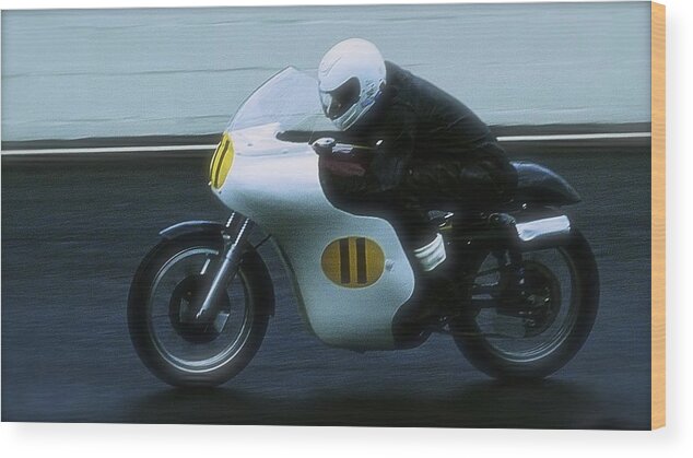 1958 Wood Print featuring the photograph 1958 AJS 7R Tim Jackson by John Colley