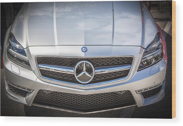 2012 Mercedes Wood Print featuring the photograph 2012 Mercedes CLS 63 AMG Twin Turbo BW by Rich Franco