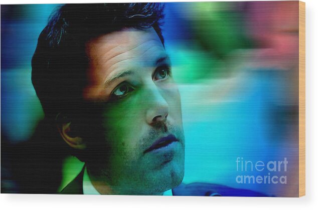 Ben Affleck Photographs Wood Print featuring the mixed media Ben Affleck #2 by Marvin Blaine