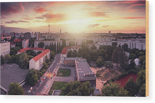 Berlin Wood Print featuring the photograph Berlin Cityscape #2 by Ricowde