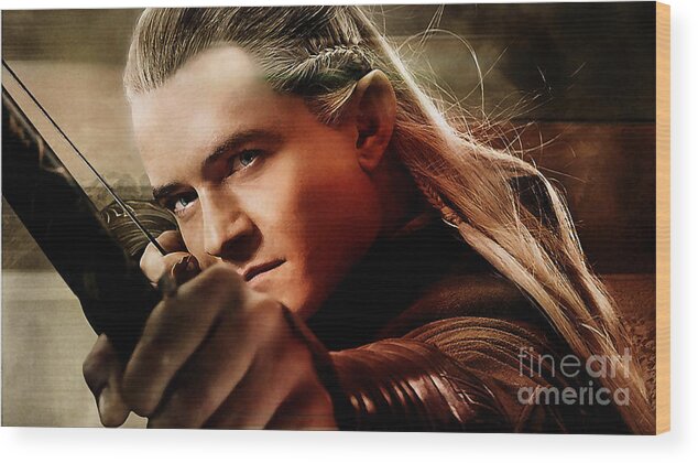 Orlando Bloom Drawings Wood Print featuring the mixed media Orlando Bloom #1 by Marvin Blaine