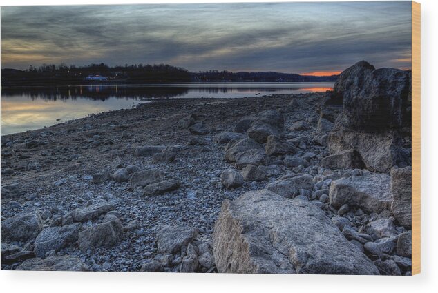Sunset Wood Print featuring the photograph Winter Sunset on the Lake #2 by David Dufresne