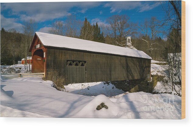 Covered Bridge Wood Print featuring the photograph Green River Covered Bridge. #2 by New England Photography