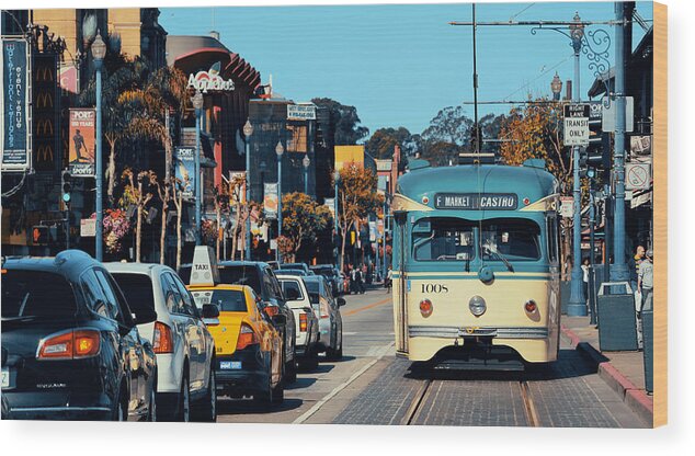 Architecture Wood Print featuring the photograph San Francisco street view #3 by Songquan Deng