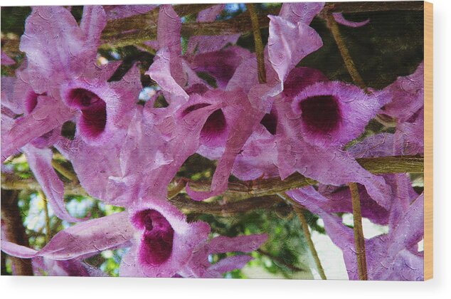 Interior Wood Print featuring the painting Purple Orchids #2 by Xueyin Chen