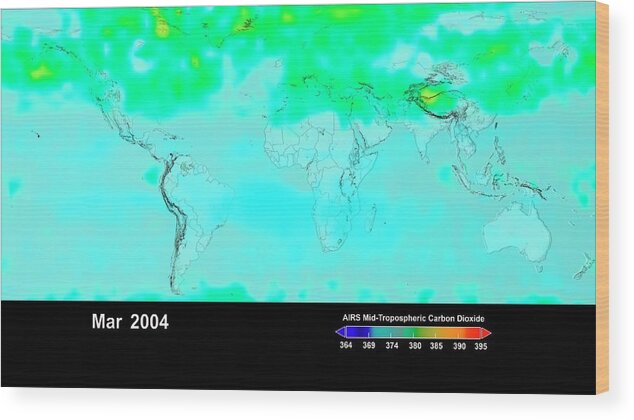Earth Wood Print featuring the photograph Global Carbon Dioxide Levels #4 by Nasa/science Photo Library