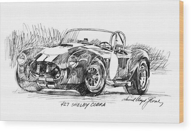 Drawing Wood Print featuring the drawing 427 Shelby Cobra by David Lloyd Glover