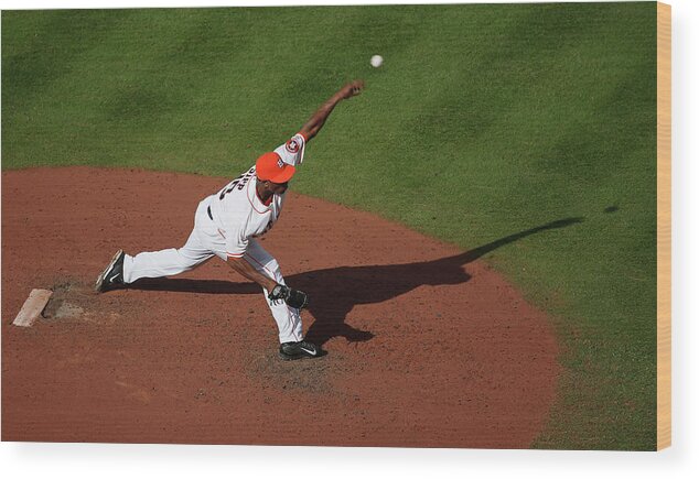 American League Baseball Wood Print featuring the photograph Chicago White Sox V Houston Astros by Scott Halleran