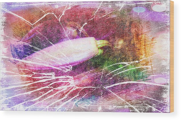 Floral Wood Print featuring the painting Orchid Buds in Abstract #1 by Xueyin Chen