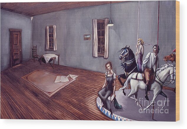 Wierd Wood Print featuring the painting Appalachian Carousel by Jane Whiting Chrzanoska