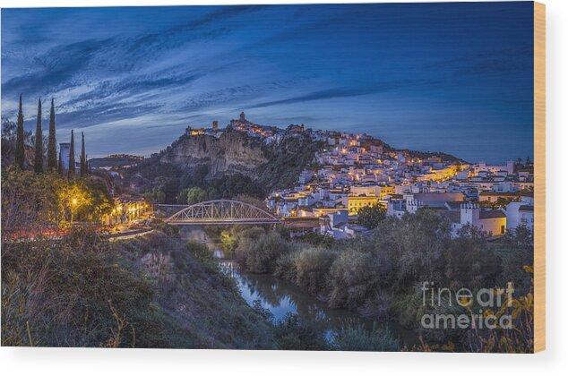 Andalucia Wood Print featuring the photograph Arcos de la Frontera Panorama Cadiz Spain by Pablo Avanzini