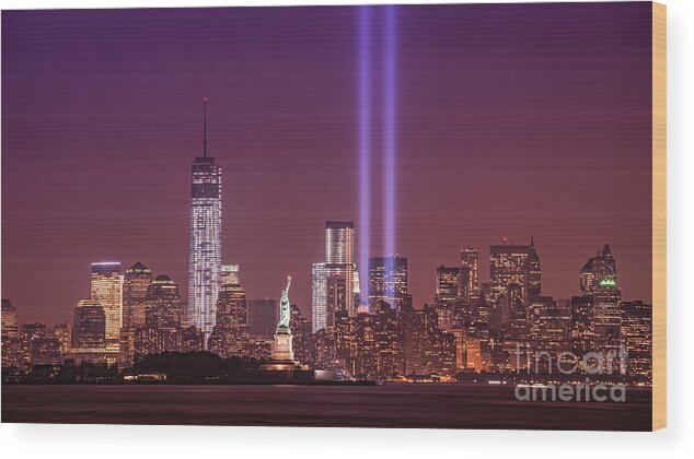 Nyc Wood Print featuring the photograph As She Watches Over Us by Michael Ver Sprill