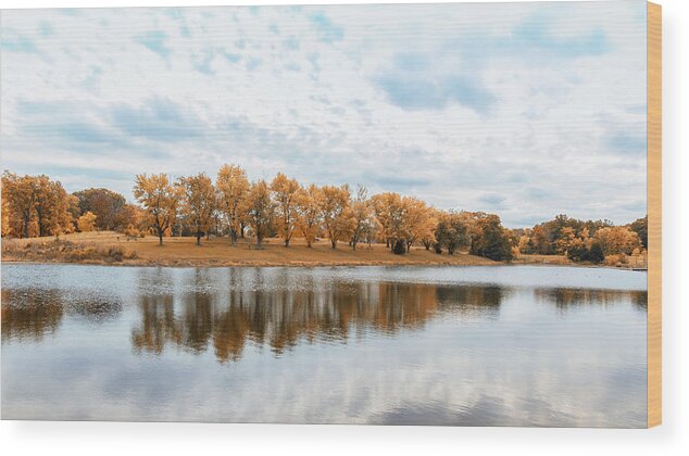 Broemmelsiek Park Wood Print featuring the photograph Baby Blue Broemmelsiek Skies by Bill and Linda Tiepelman