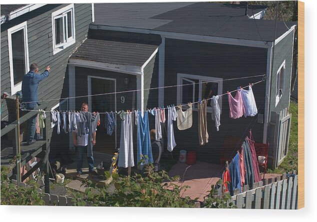Clothes Line Wood Print featuring the photograph Backyard Dryer by Douglas Pike