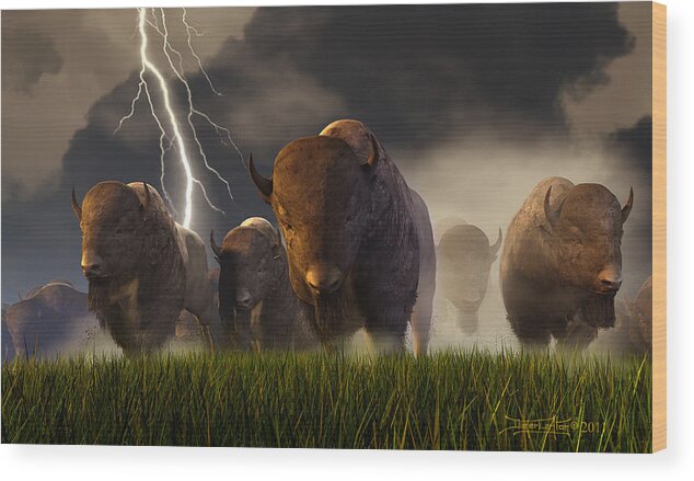 Buffalo Wood Print featuring the digital art Balance of Power by Dieter Carlton