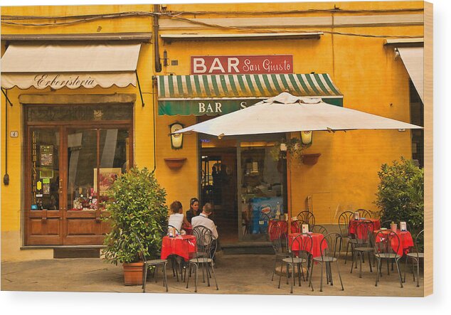 Lucca Wood Print featuring the digital art Bar San Giusto by Mick Burkey