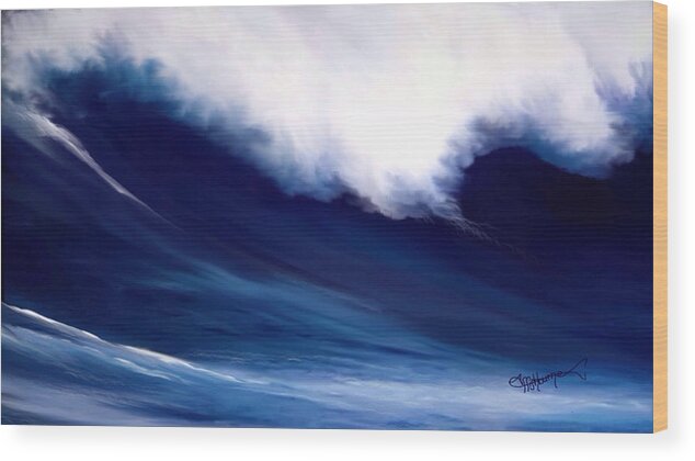 Big Waves Wood Print featuring the digital art Big Kahuna 2 by Anthony Fishburne