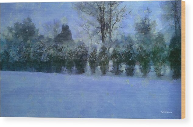 Landscape Wood Print featuring the painting Blue Dawn by RC DeWinter