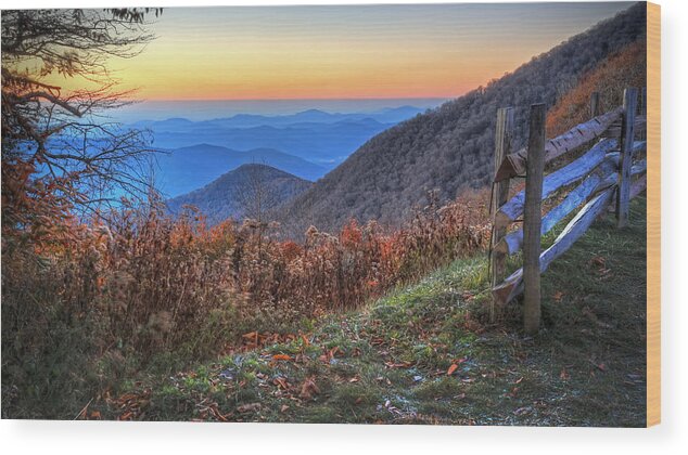 Blue Ridge Mountains Wood Print featuring the photograph Blue Ridge Sunrise by Jaki Miller