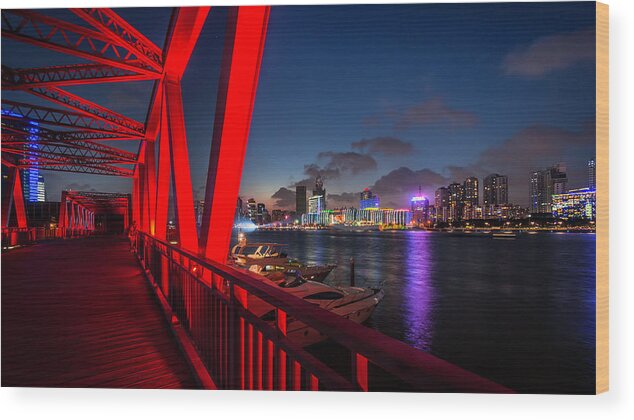 Built Structure Wood Print featuring the photograph Bridge By The River by Photographer - Rob Smith