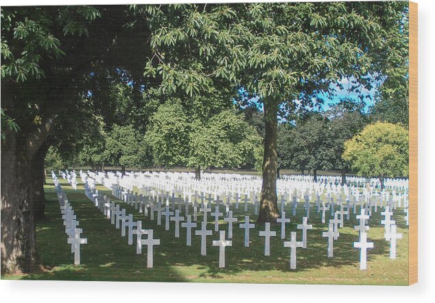 Brittany Wood Print featuring the photograph Brittany American Cemetery - France by Dany Lison