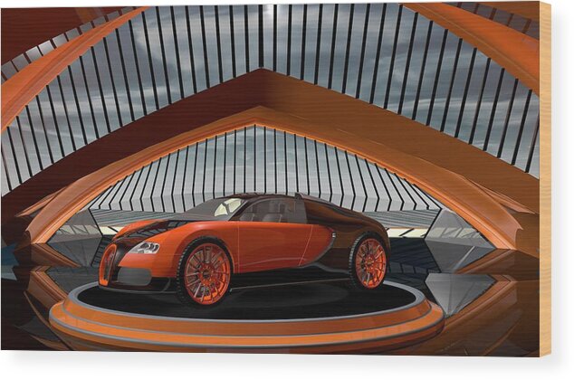 Bugatti Veyron Wood Print featuring the digital art Bugatti Veyron by Louis Ferreira