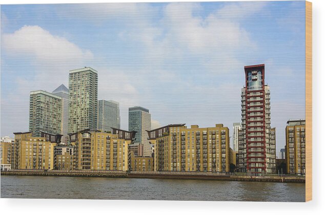 London Wood Print featuring the photograph Canary Wharf skyline in London by Dutourdumonde Photography