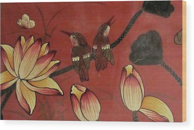 Print Wood Print featuring the photograph Chinese Red Lacquer Chest Detail by Ashley Goforth