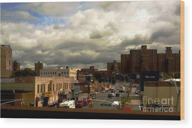 New York Wood Print featuring the photograph City and Sky by Miriam Danar
