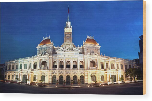 Tranquility Wood Print featuring the photograph City Hall by Maxphotography