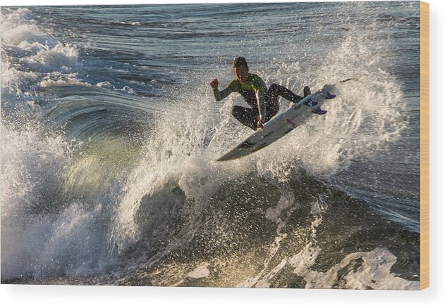 Surfing Wood Print featuring the photograph Coming up for Air by John Daly