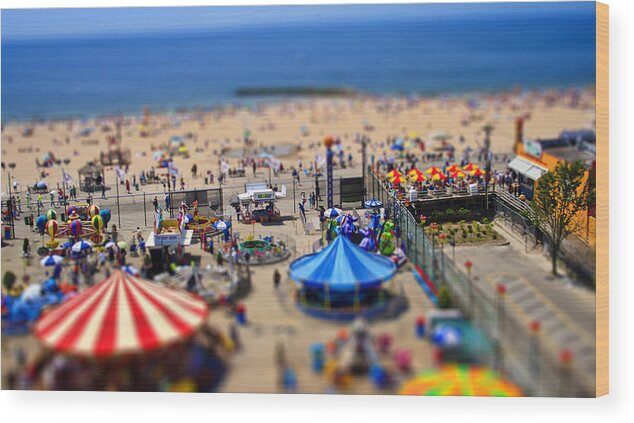 Coney Island Wood Print featuring the photograph Coney Island Tilt Shift by Marisa Geraghty Photography