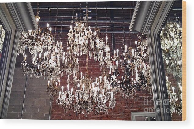 Chandeliers Wood Print featuring the photograph Crystal Chandeliers by M West