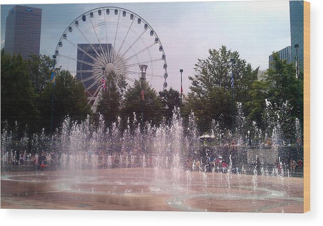 Centennial Park Atlanta Wood Print featuring the photograph Dancing Fountains by Kenny Glover