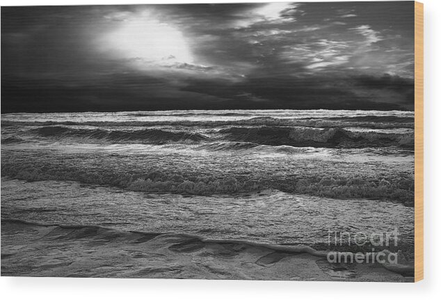 Beach Wood Print featuring the photograph Dark Sea by Jerry Hart